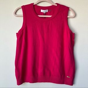 Calvin Klein NWT Magenta Pink Knit Sweater Tank Top Crew Neck Size Petite XL